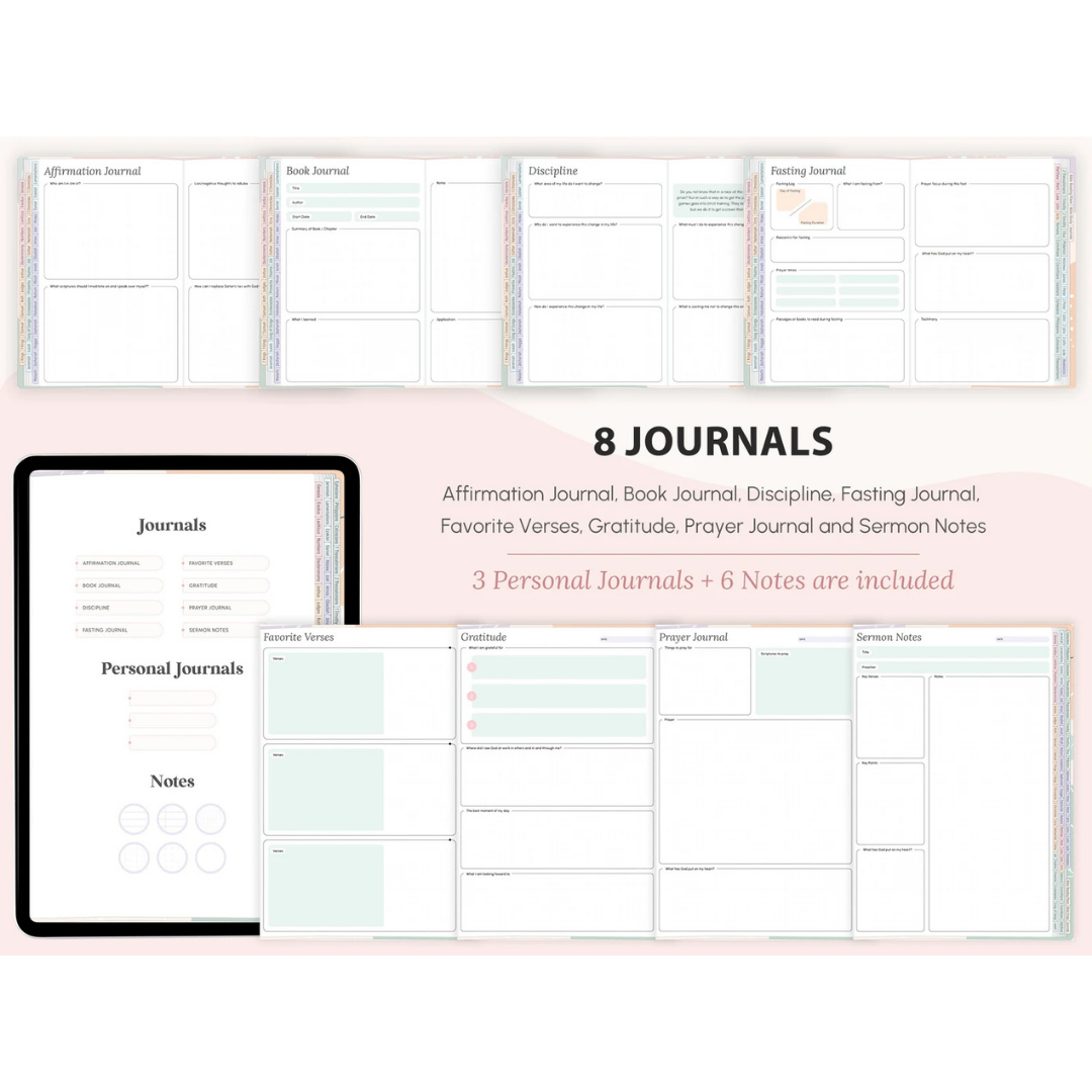 Eight journals for prayer, gratitude, sermons and more