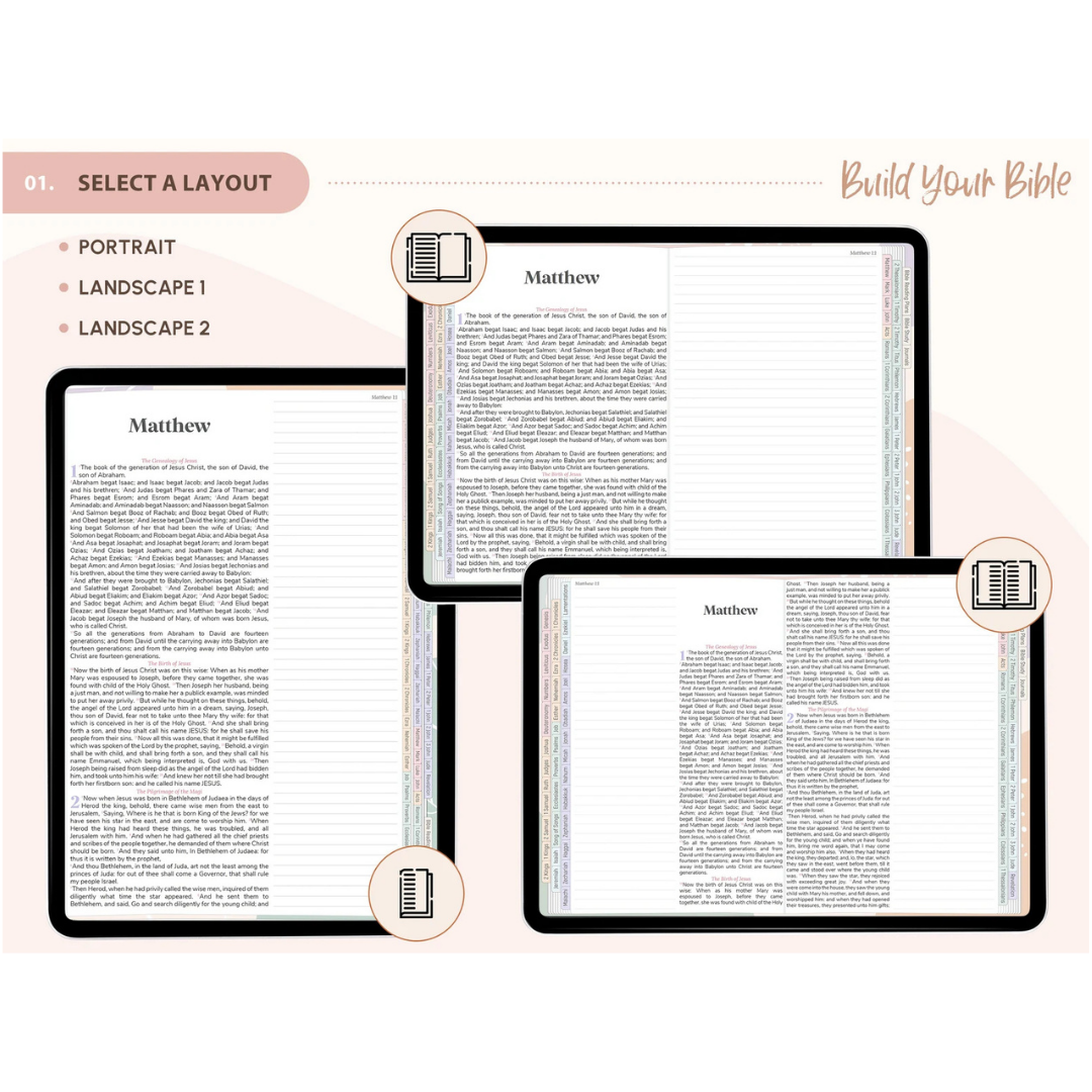 Choose a layout: portrait, landscape 1 or landscape 2