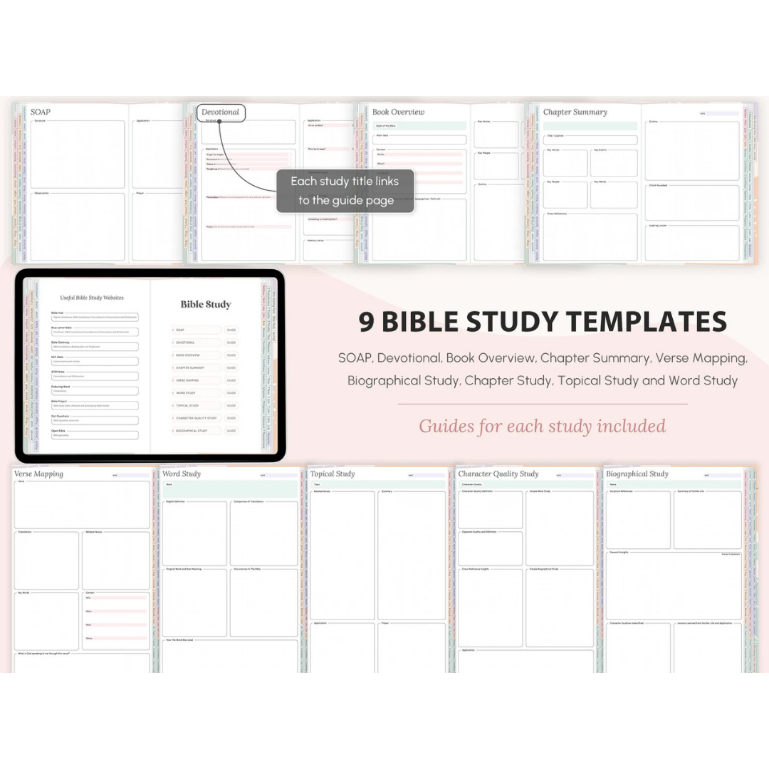 Nine Bible study templates with built-in guides