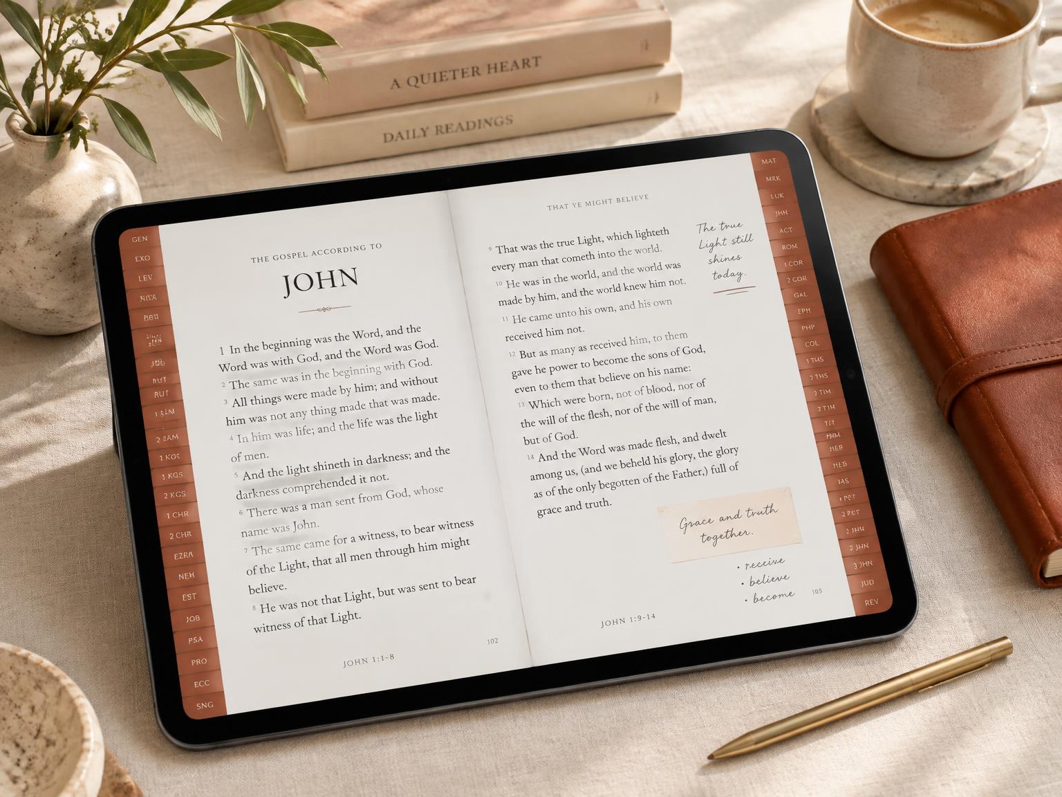 Selah Digital Study Bible open on a tablet